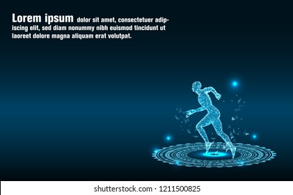 Abstract Technology.Run the future of Artificial intelligence.Low Poly wire frame technology.Futuristic concept.Cyber technology wire network futuristic wire frame.space.design.Vector illustration.