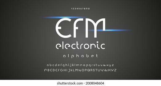 Abstract technology futuristic alphabet font. digital space typography vector illustration design. Typography technology electronic digital music future creative font.