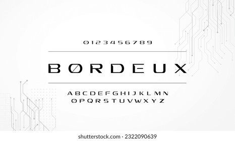 Abstract technology futuristic alphabet font. bordeux digital futuristic modern geometric space typography vector illustration
