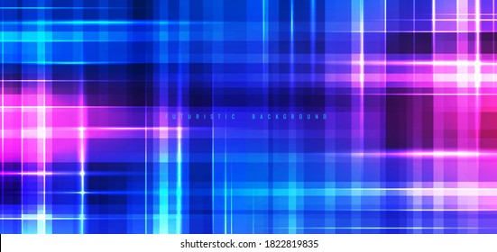 Abstract technology futuristic background neon lights effect shiny striped lines blue and pink gradient color. Vector illustration