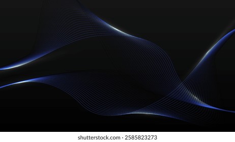 Abstract technology futuristic blue lines elements with glowing light on dark background. Modern futuristic data technology.