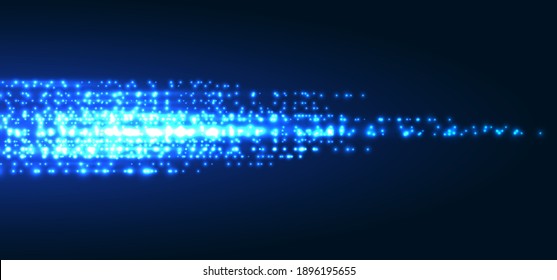 Abstract technology futuristic blue magic particles lines light sparkling glitter on dark background. Vector illustration