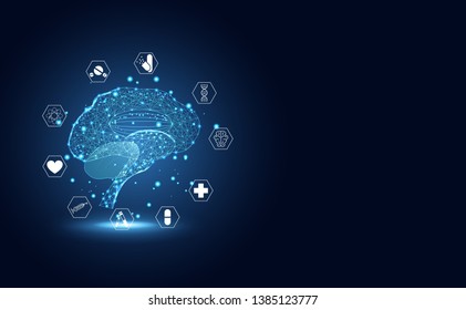 Abstract technology futuristic brain digital concept health care artificial intelligence and icon medical.