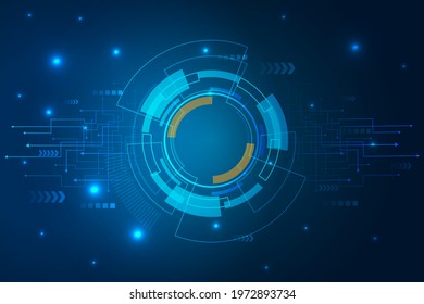 Abstract technology futuristic technology circle background with various technology elements, Hi-tech communication concept innovation background. vector illustration