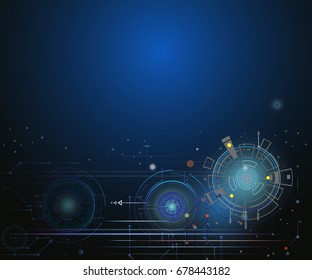 Abstract technology futuristic circuit board,Hi-tech computer digital telecom,Technological various light energy on blue sky of cyberspace,Vector illustration Interface the future concept.