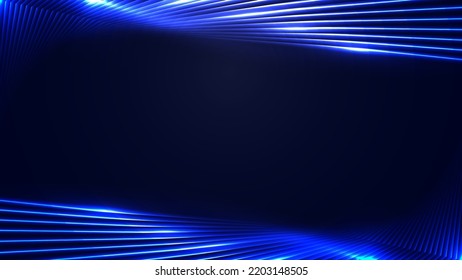 Abstract technology futuristic concept blue neon light laser lines banner web template with lighting effect on dark background. Vector illustration