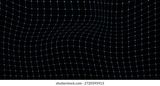 Concepto futurista de la tecnología Abstractas perspectiva azul de la cuadrícula en el fondo negro y la iluminación con el espacio para su texto