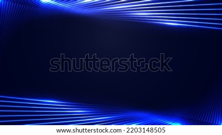 Abstract technology futuristic concept blue neon light laser lines banner web template with lighting effect on dark background. Vector illustration