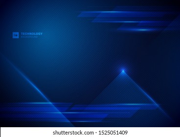 Abstract technology futuristic concept digital of blue light ray with diagonal stripes lines texture on dark blue background. Science, energy, Vector illustration