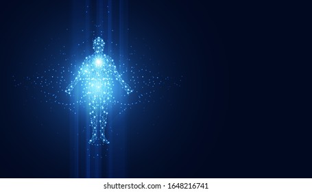 abstract technology futuristic concept of digital human body digital ai future design on hi tech background.