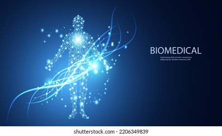 tecnología abstracta concepto futurista del cuerpo humano digital interfaz digital biomédica diseño futuro sobre fondo de alta tecnología.	