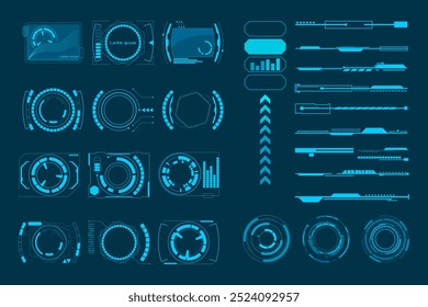tecnologia abstrata conceito futurista HUD interface holograma elementos de dados digitais, tecnologia círculo, Elementos comunicação básica Conceito conjunto.