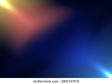 Abstract technology futuristic concept lighting effect with circles lines pattern on blue background. Vector illustration