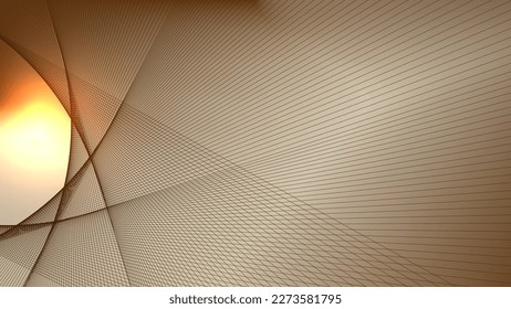Abstract technology futuristic concept lines wave dynamic particle pattern on brown background. Vector graphic illustration.