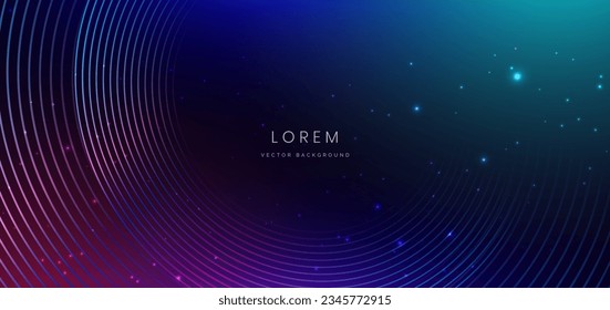 Abstract technology futuristic curved glowing neon blue and pink light lines with speed motion moving on dark blue background. Vector illustration