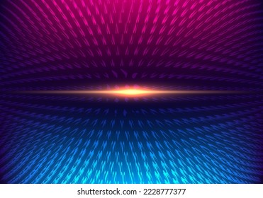 Abstract technology futuristic cyberspace concept sci-fi elements particles on blue and pink gradients background with lighting effect. Vector illustration