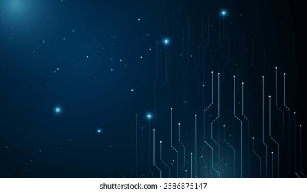 An abstract technology futuristic design with glowing blue circuit-like lines on a dark background vector design, A modern Technology Background in vector, Illustration design