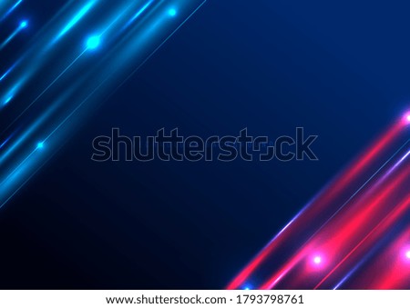 Abstract technology futuristic diagonal striped lighting effect speed motion on blue background with space for your text. Vector illustration