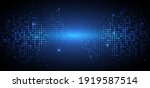 Abstract technology futuristic digital concept square pattern with lighting glowing particles square elements on dark blue background. Vector illustration