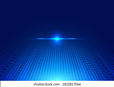 Abstract technology futuristic digital concept lighting effect glowing particles dots elements circle on dark blue background. Big data. Vector illustration