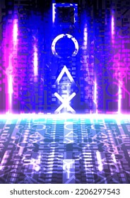 Abstract technology futuristic digital concept with various technology elements Hi-tech communication concept innovation background, square, triangle, circle.
