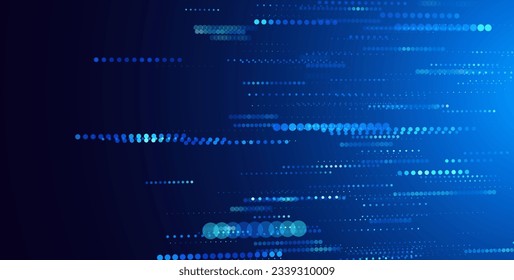 Abstract Technology Futuristic Digital Concept Pattern with Lighting Glowing Circles on Dark Blue Background. High Tech or Science Research Presentation Backdrop. Vector Illustration.