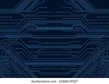 Abstract technology futuristic digital concept square pattern with lighting glowing particles square elements on dark blue background. Vector illustration
