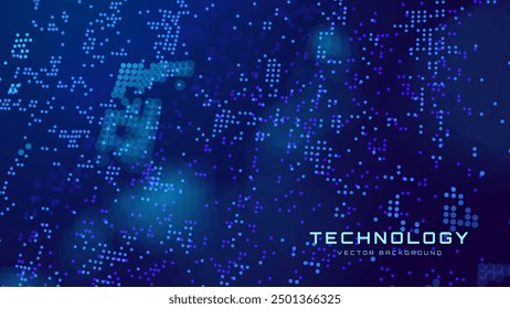 Patrón de concepto digital futurista de Tecnología Abstractas con círculos brillantes de iluminación sobre fondo azul oscuro. Antecedentes de la presentación de investigación de alta tecnología o Ciencia. Ilustración vectorial.