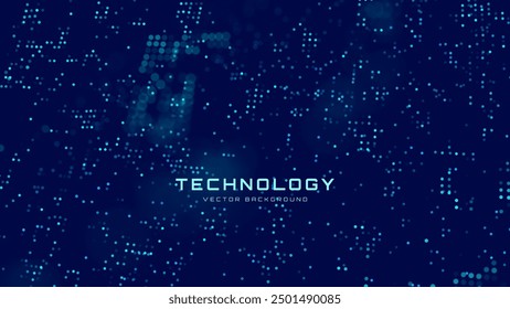Patrón de concepto digital futurista de Tecnología Abstractas con círculos brillantes de iluminación sobre fondo azul oscuro. Antecedentes de la presentación de investigación de alta tecnología o Ciencia. Ilustración vectorial.