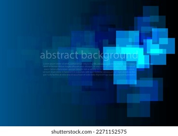 Abstract technology futuristic digital graphic concept square pattern with lighting glowing particles square elements on blue background. Vector illustration. 