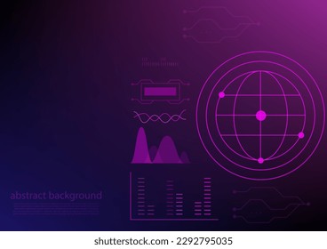 Resumen de tecnología de diseño gráfico digital futurista elemento de ingeniería sobre fondo azul y rosa. Ilustración vectorial. 