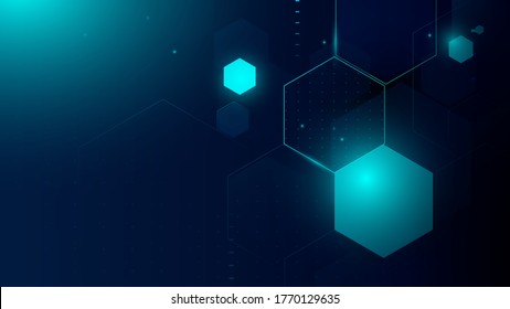 Abstract Technology, Futuristic Digital Hi Tech Concept.  Abstract Hexagonal Molecule Background. Scientific and Technological Concept. Vector Illustration