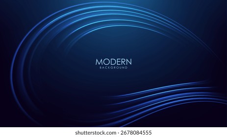 Abstrakte Technologie Futuristische Dim Blue Wave Lichtlinien mit Geschwindigkeit Bewegung auf dunkelblauem Hintergrund, Vektorgrafik