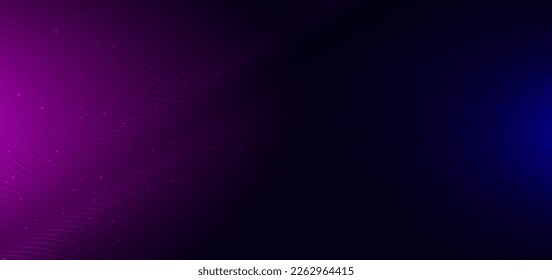 Abstract technology futuristic dynamic wavy lines glowing on blue and pink background. Vector illustration