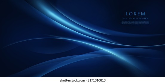 Abstract technology futuristic glowing blue curved line on dark blue background. Vector illustration