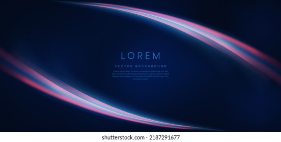 Tecnología abstracta línea curvada futurista azul y roja sobre fondo azul oscuro. Ilustración del vector