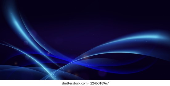 Tecnología abstracta línea curvada azul futurista sobre fondo azul oscuro. Ilustración del vector