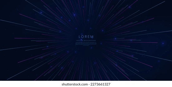 Abstract technology futuristic glowing blue and pink light lines with high-speed effect on dark blue background. Vector illustration