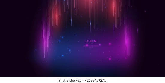 Tecnología abstracta líneas futuristas brillantes azules y rojas de luz verticales sobre fondo azul oscuro. Ilustración del vector