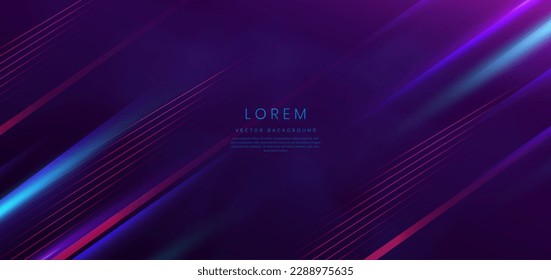 Abstract technology futuristic glowing blue light and red lines on dark purple background. Vector illustration