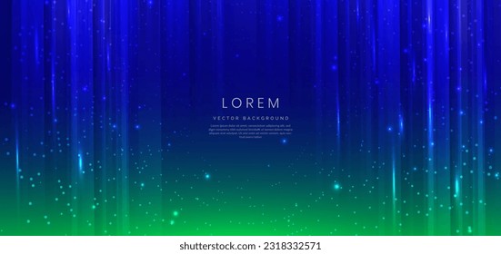 Abstract technology futuristic glowing blue and green background with light lines with speed motion blur effect. Vector illustration