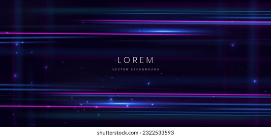 Abstract technology futuristic glowing blue and pink light lines with high-speed effect on dark blue background. Vector illustration