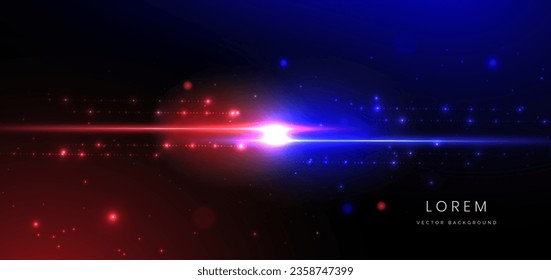 Abstract technology futuristic glowing neon blue and red light ray on dark blue background with lighting effect. Vector illustration