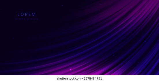 Abstract technology futuristic glowing neon blue and pink curved lines with speed motion moving on black background. Vector illustration
