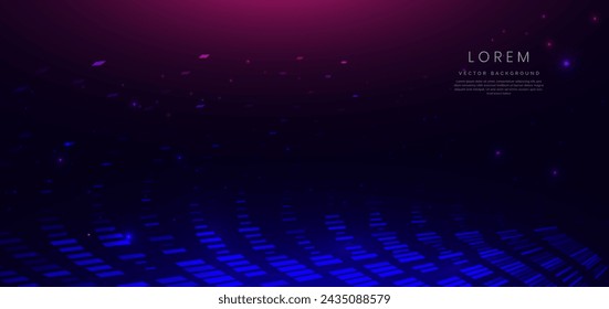 Abstract technology futuristic glowing square pattern neon blue and pink with speed motion moving on dark blue background. Vector illustration