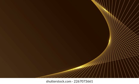 Abstract technology futuristic gold lines elements with glowing light on brown background.Vector graphic illustration.



