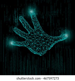 abstract technology, futuristic hand, digital technology
