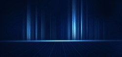 Abstract Technology Futuristic Light Blue Stripe Vertical Lines Light On Dark Blue Background With Line Lighting Effect. Vector Illustration