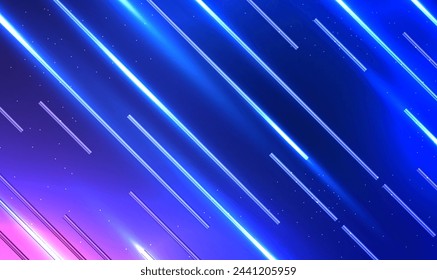 Tecnología abstracta rayas de luz futurista líneas diagonales luz sobre fondo rosa azul, líneas de rayas de movimiento rápido. Velocidad de movimiento dinámico de la luz. Patrón de velocidad de movimiento de tecnología. Vector EPS10.