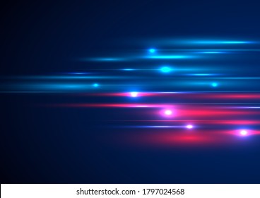 Abstract technology futuristic lighting effect speed motion on blue background with space for your text. Vector illustration